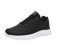 Sneaker Herren Schwarz Leder Wanderschuhe Wasserdicht Joggingschuhe Leicht Basketball Schuhe Freizeitschuhe Große Größen Shoes for Men Weich rutschfest Sport Schuhe Manner Schwarz