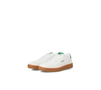 Sneaker JACK & JONES "JFWBOUNCE", Herren, Gr. 43, weiß, grün, Lederimitat, Textil, kontrastfarbene Details, Schuhe Sneaker, Schnürschuh, Halbschuh, Freizeitsneaker mit weichem Schaftrand (74156659-43)