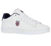 Sneaker K-SWISS "COURT SHIELD II", Herren, Gr. 41, weiß (weiß, peacoat, samba rot), Leder, Schuhe Sneaker (92353626-41) weiß, peacoat, samba rot