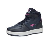 Sneaker KANGAROOS "K-CP Bound Mid EV", Mädchen, Gr. 33, blau (dk navy, daisy pink), Synthetik, Textil, Schuhe Sneaker, wasserabweisend, wärmendes Innenfutter (31313444-33) dk navy, daisy pink