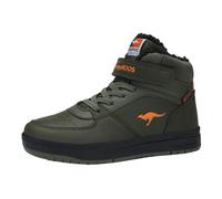Sneaker KANGAROOS "K-CP Bound Mid EV", Mädchen, Gr. 34, grün (military grün, flame), Synthetik, Textil, Schuhe Sneaker, wasserabweisend, wärmendes Innenfutter (11483459-34) military grün, flame
