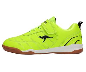 Sneaker KANGAROOS "K-RIDYARD EV", Mädchen, Gr. 29, neon gelb, jet schwarz, Synthetik, Schuhe Sneaker, Indoorschuh, Hallenschuh,nicht abfärbende Sohle (59110546-29) neon gelb, jet schwarz