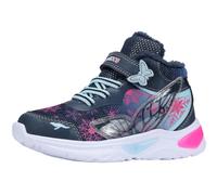 Sneaker KANGAROOS "K-SLG ADONIS MID EV", Mädchen, Gr. 23, blau (dk navy, blau sky), Mesh, Synthetik, Schuhe Sneaker, Blinkschuh mit Warmfutter (64564813-23) dk navy, blau sky