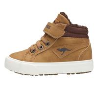 Sneaker KANGAROOS "KAVU III", Mädchen, Gr. 22, gelb (tan gelb, coffee), Synthetik, Textil, Schuhe Sneaker, Warmfutter (55196154-22) tan gelb, coffee