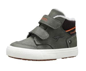 Sneaker KANGAROOS "KaVu Primo V", Mädchen, Gr. 24, grün (olive, flame), Synthetik, Textil, Schuhe Sneaker, mit Klettverschluss (41634251-24) olive, flame