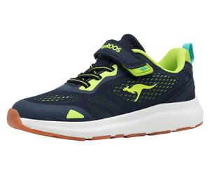 Sneaker KANGAROOS "KB-PAWSA EV", Mädchen, Gr. 39, dk navy, lime, Mesh, Synthetik, Schuhe Sneaker, Nicht abfärbende Sohle (68414816-39) dk navy, lime