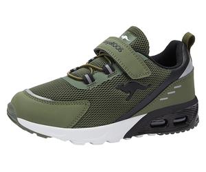 Sneaker KANGAROOS "KX-Arg EV", Mädchen, Gr. 33, grün (olive, jet schwarz), Synthetik, Textil, Schuhe Sneaker (25872461-33) olive, jet schwarz