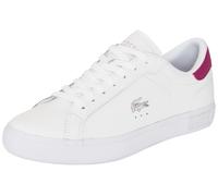 Sneaker LACOSTE "POWERCOURT", Damen, Gr. 37,5, wht, dk purp, Leder, Schuhe Sneaker (63482259-37,5) wht, dk purp