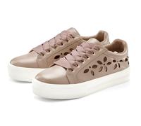 Sneaker LASCANA, Damen, Gr. 39, grau (taupe), Obermaterial: 100% Lederimitat. Futter: 100% Lederimitat. Decksohle: 100% Lederimitat. Laufsohle: 100% Synthetik, unifarben, casual, Schuhe, mit kleinen C