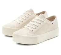 Sneaker LASCANA Gr. 40, beige Damen Schuhe Skaterschuh Canvassneaker Plateausneaker Sneaker low Schnürhalbschuh, Freizeitschuh aus Textil mit Plateausohle (48857135-40)