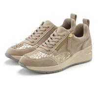 Sneaker LASCANA "Freizeitschuh, Halbschuh", Damen, Gr. 41, beige, Obermaterial: 100% Rindsleder. Decksohle: 100% Textilmaterial. Futter: 100% Textilmaterial. Laufsohle: 100% Synthetik, Veloursleder, u