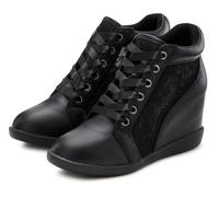 Sneaker LASCANA, Damen, Gr. 37, schwarz, Obermaterial: 100% Lederimitat. Futter: 100% Lederimitat. Decksohle: 100% Lederimitat. Laufsohle: 100% Synthetik, leicht transparent, unifarben, elegant, Schuh