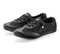 Sneaker LASCANA "Freizeitschuh, Halbschuh, Slip-On-Sneaker", Damen, Gr. 36, schwarz, Obermaterial: 60% Textilmaterial, 40% Lederimitat. Decksohle: 100% Textilmaterial. Futter: 100% Textilmaterial. Lau