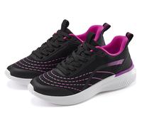 Sneaker LASCANA "Halbschuh, Schnürschuh, Freizeitschuh, Turnschuhe", Damen, Gr. 39, schwarz (schwarz, lila), Obermaterial: 100% Textilmaterial. Decksohle: 100% Textilmaterial. Futter: 100% Textilmater