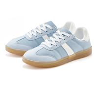 Sneaker LASCANA "Schnürschuh, Halbschuh, Freizeitschuh", Damen, Gr. 37, blau (hellblau, weiß), Obermaterial: 50% Lederimitat, 50% Textilmaterial. Decksohle: 100% Textilmaterial. Futter: 100% Textilmat