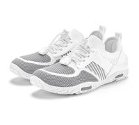 Sneaker LASCANA "Slip-On-Sneaker, Sommer Sneaker", Damen, Gr. 37, grau (weiß, hellgrau), Obermaterial: 50% Lederimitat, 50% Textilmaterial. Decksohle: 100% Textilmaterial. Futter: 100% Textilmaterial.