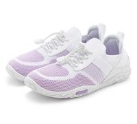 Sneaker LASCANA, Damen, Gr. 37, weiß (weiß, flieder), Obermaterial: 50% Lederimitat, 50% Textilmaterial. Futter: 100% Textilmaterial. Decksohle: 100% Textilmaterial. Laufsohle: 100% Synthetik, mehrfar