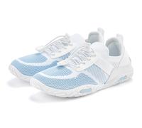 Sneaker LASCANA "Slip-On-Sneaker, Sommer Sneaker", Damen, Gr. 44, blau (weiß, hellblau), Obermaterial: 50% Lederimitat, 50% Textilmaterial. Decksohle: 100% Textilmaterial. Futter: 100% Textilmaterial.