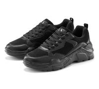 Sneaker LASCANA "Turnschuhe, Halbschuh, Sportschuh, Freizeitschuh, Schnürschuh", Damen, Gr. 42, schwarz (schwarz, schwarz), Obermaterial: 50% Lederimitat, 50% Textilmaterial. Decksohle: 100% Textilmat