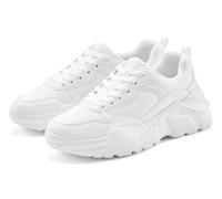 Sneaker LASCANA "Turnschuhe, Halbschuh, Sportschuh, Freizeitschuh, Schnürschuh", Damen, Gr. 42, weiß, Obermaterial: 50% Lederimitat, 50% Textilmaterial. Decksohle: 100% Textilmaterial. Futter: 100% Te