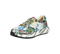 Laura Vita Damen Sneaker Leder Mehrfarbig florales Muster und Schrift Burton 05, Größe:37 EU, Farbe:Grün