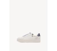 Plateausneaker TAMARIS, Damen, Gr. 40, weiß, lila kombiniert, Lederimitat, Glitzer, kontrastfarbene Details, Schuhe Plateausneaker, Schnürschuh, Halbschuh, Freizeitschuh in veganer Verarbeitung (60640