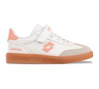Sneaker LOTTO, Kinder, Gr. 25, weiß (weiß, papaya), Synthetik, clean, Schuhe Sneaker, - ohne Schnüren: Elastiksenkel & Klettverschluss (24159712-25) weiß, papaya