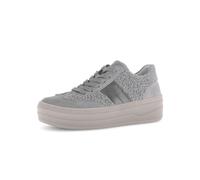Plateausneaker GABOR, Damen, Gr. 41, grau, Veloursleder, Textil, unifarben, sportlich, Schuhe, Freizeitschuh, Halbschuh, Schnürschuh in Teddy-Optik (14419545-41) grau