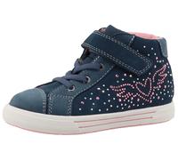 Sneaker LURCHI "Brietta", Mädchen, Gr. 27, blau (navy, rosa), Leder, Veloursleder, Schuhe Sneaker, Schnürboots mit Schmucksteinen, Größenschablone zum Download (85710841-27) navy, rosa
