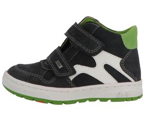 Sneaker LURCHI "Dolto TEX", Mädchen, Gr. 25, schwarz-weiß (schwarz, weiß, grün), Veloursleder, Schuhe Sneaker, Klettboots mit TEX, Größenschablone zum Download (84952421-25) schwarz, weiß, grün