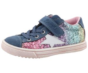 Sneaker LURCHI "Salita", Damen, Gr. 29, bunt (navy, bunt), Lederimitat, Textil, Veloursleder, Glitzer, Schuhe Sneaker, Schnürschuh mit bunten Glitzerbesatz, Größenschablone z. Download (48554634-29) n