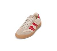 Sneaker MARC O'POLO "aus Leder und Teddyfell", Damen, Gr. 37, natural, shiny rot, Obermaterial: 80% Polyester, 20% Leder, unifarben, Schuhe Sneaker (65310806-37) natural, shiny rot