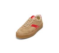 Sneaker MARC O'POLO "aus softem Veloursleder", Damen, Gr. 37, light pure sand, rot, Obermaterial: 100% Leder (Rind), unifarben, Schuhe (95892151-37) light pure sand, rot