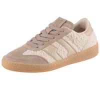 Sneaker MARC O'POLO "Court", Damen, Gr. 38, creme, hellbraun, Lederimitat, Textil, Veloursleder, unifarben mit Farbeinsatz, Schuhe Sneaker, Retro-Sneaker, Schnürschuh, Halbschuh mit Memory Foam Aussta