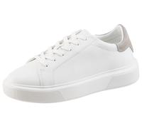 Sneaker MARC O'POLO "KAIRA", Damen, Gr. 42, weiß, sand, Glattleder, Veloursleder, unifarben mit Farbeinsatz, Schuhe Sneaker, Schnürschuh, Halbschuh, Freizeitsneaker mit Ziernähte (90201957-42) weiß, s