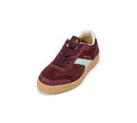 Marc OߴPolo Damen Sneaker flach aus Leder mit Wechselfußbett, Rot (Dark Aubergine Red/Calm Blue), 38