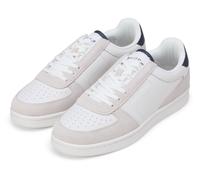 Sneaker MARC O'POLO "Vincenzo", Herren, Gr. 44, weiß, navy, Glattleder, Veloursleder, kontrastfarbene Details, Schuhe Sneaker, Schnürschuh, Halbschuh, Freizeitsneaker mit Memory Foam (67567141-44) wei