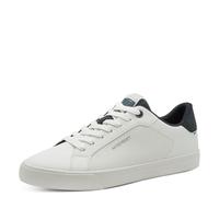 Sneaker MARCO TOZZI, Herren, Gr. 42, weiß (weiß, schwarz), Lederimitat, kontrastfarbene Details, Schuhe Sneaker, Freizeitschuh, Halbschuh, Schnürschuh, Kontrastbesatz an der Ferse (33391220-42) weiß,