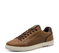 Sneaker MARCO TOZZI, Herren, Gr. 45, cognac, Lederimitat, unifarben mit Farbeinsatz, used, Schuhe Sneaker, Freizeitschuh, Halbschuh, Schnürer mit Ziernähten und Kontrastbesatz (86476505-45) cognac