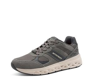 Sneaker MARCO TOZZI, Herren, Gr. 45, grau, Leder, Synthetik, Textil, unifarben mit Farbeinsatz, Schuhe Sneaker, Freizeitschuh, Halbschuh, Schnürschuh mit MT-Logo (26067118-45) grau