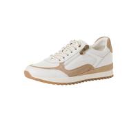MARCO TOZZI Damen Sneaker flach mit Lederanteil Freizeit, Mehrfarbig (White/Dune), 37 EU
