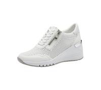 Sneaker MARCO TOZZI "Marco Tozzi Sneaker Leder/Synthetik", Damen, Gr. 39, weiß, silber, Leder, Synthetik, Schuhe Sneaker (74628801-39) weiß, silber