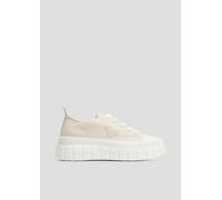 s.Oliver Damen Plateau Sneaker aus Stoff Bequem, Beige (Beige), 41