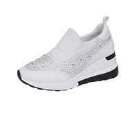 Sneaker Mit Verstecktem Absatz Damen Slip On Sportschuhe Rutschfest Erhöhung Freizeitschuhe Low Top Walkingschuhe Casual Breite Fuß Damenschuhe Arch Support Turnschuhe Weichen Sohle Laufschuhe