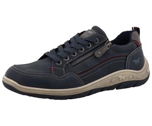 Sneaker MUSTANG SHOES "Benedetto", Herren, Gr. 41, blau (navy), Lederimitat, Basic, Schuhe Sneaker, Schnürschuh, Halbschuh mit Reißverschluss (63686021-41) navy