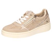 Sneaker MUSTANG SHOES, Damen, Gr. 39, gold (beige, taupe, goldfarben), Lederimitat, Textil, Schuhe Sneaker, Plateausneaker, Schnürschuh mit Glitzernieten (14883361-39) beige, taupe, goldfarben