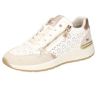 Sneaker MUSTANG SHOES, Damen, Gr. 39, gold (weiß, goldfarben), Lederimitat, metallic, Schuhe Sneaker, Runners Sneaker, Plateausneaker mit Außenreißverschluss (86870265-39)