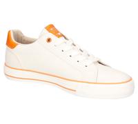 Sneaker MUSTANG SHOES, Damen, Gr. 40, beige (beige, orange), Lederimitat, geblümt, Schuhe Sneaker, Freizeitschuh, Halbschuh, Schnürschuh mit modischem Design (94625448-40)