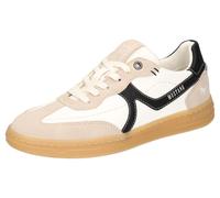 Sneaker MUSTANG SHOES, Damen, Gr. 42, schwarz (beige, schwarz, sanftes weiß), Lederimitat, kontrastfarbene Details, Schuhe Sneaker, Retro Sneaker, Schnürschuh mit Kontrastbesätzen (76252920-42) beige,