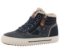 Sneaker MUSTANG SHOES "Ezio", Mädchen, Gr. 34, navy, Lederimitat, Schuhe Sneaker, High Top Sneaker, Schnürboots mit Reißverschluss (56569542-34) navy